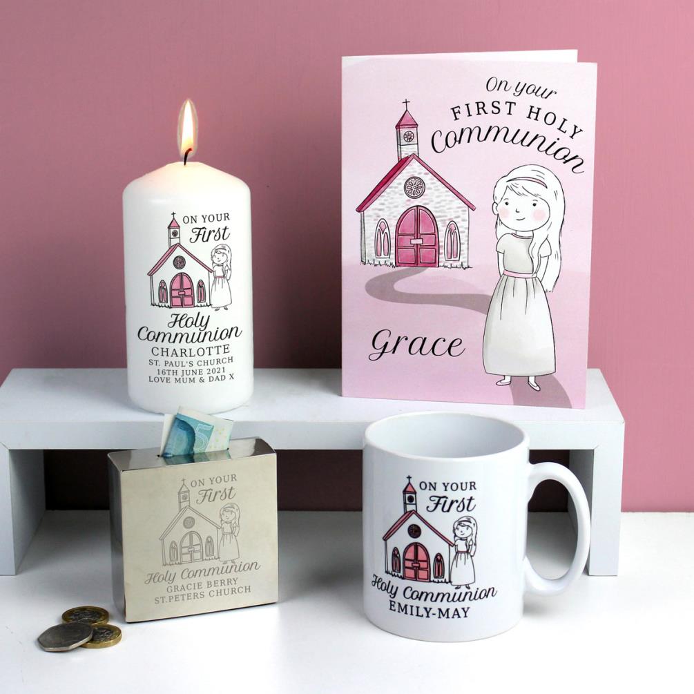 Personalised Girls First Holy Communion Pillar Candle Extra Image 2